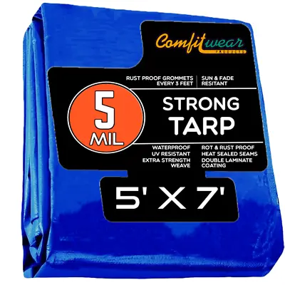 COMFITWEAR Standard Poly Tarp Reinforced Edge Grommet Multi-Purpose Tarp • $13.71