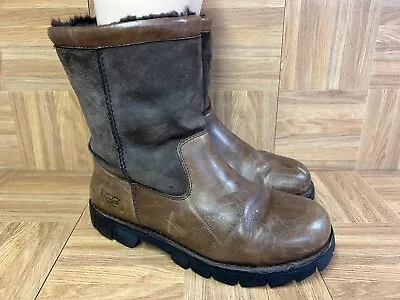 RARE🔥 Sz 11 UGG Australia Beacon After Dark Brown Sheepskin Leather Boots 5485 • $125