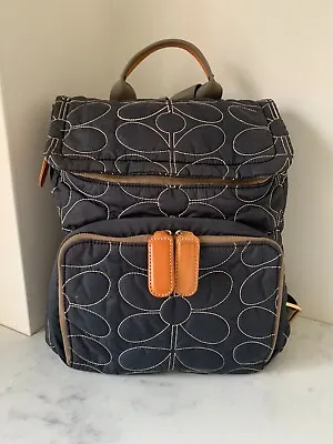 Orla Kiely Navy Quilted Stem Backpack • £140