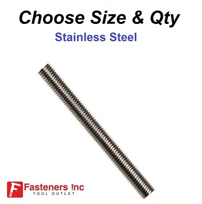 Stainless Steel Threaded Rod 304 All-Thread (Choose Size & Qty) • $51.96