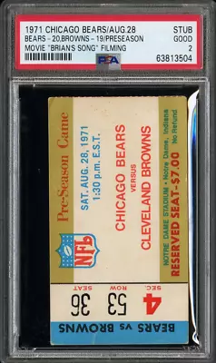 $2274.99 • Buy 1971 Brians Song Movie Filming Chicago Bears Notre Dame Stadium Ticket Stub Psa