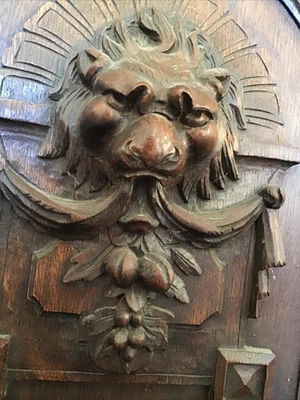 £180 • Buy *French Antique Deeply Carved Oak Wood Panel Of A Lion Salvage