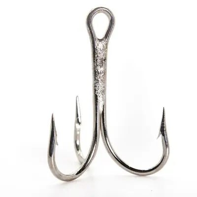 100pcs Mustad 3565-NI Nickel 2X Strong Treble Fishing Hook • $14.62