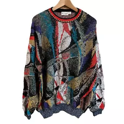 USA Made VTG St Croix Knits Abstract Print Coogi Style Crewneck Sweater L • $27.07