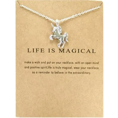 £3.39 • Buy Childrens Girls Jewellery Silver Plated Unicorn Necklace Pendant And Gift Card