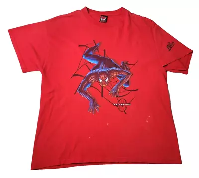 Spiderman Vintage 2002 Y2K Movie Promo Red Tee T Shirt Mens Size XL • $29.69