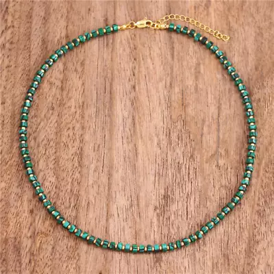 Choker Necklace Malachite  Minimalist Tiny Beaded Meditation Jewellery Natural • £18.98