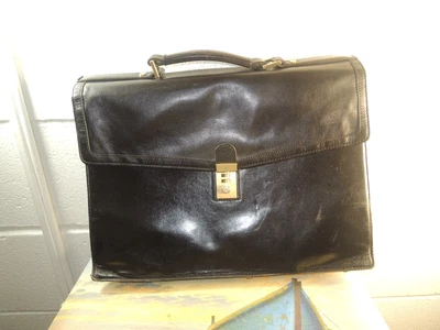 $269 • Buy GOLD/PFEIL Black Leather Briefcase Made In West Germany