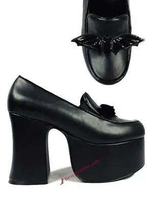 Strange Cvlt YRU Banshee Bat Platform Heels - Black Vegan Leather PU • $175.32