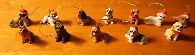 12 Piece Mini Christmas Tree Puppy Dog Ornament Set Bichon Dachshund Westie NEW • $12.95