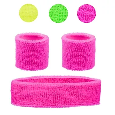 NEON HEADBAND/WRISTBAND 80s Fitness Theme Fancy Dress Costume Rave Choose Item • £4.84