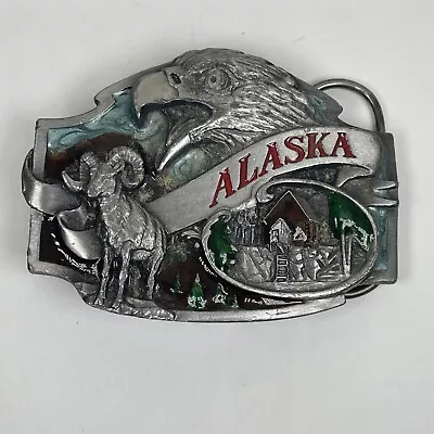 Vintage 1988 Solid Siskiyou Belt Buckle SIlver Alaska Eagle Senic Men's • $35