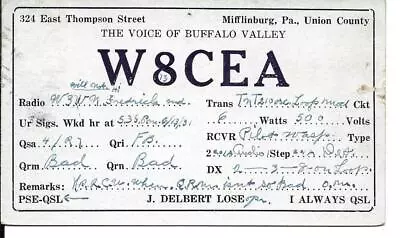 QSL  1931 Mifflinburg PA   Radio Card    • $6.02