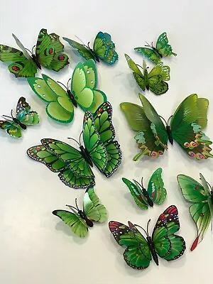 $5.99 • Buy 12pcs 3D Butterfly Removable Sticker Decals Wall Window Appliance Magnetic Green