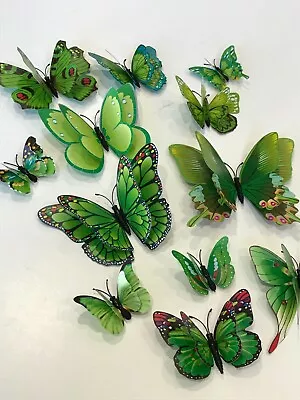 12pcs 3D Butterfly Removable Sticker Decals Wall Window Appliance Magnetic Green • $5.99