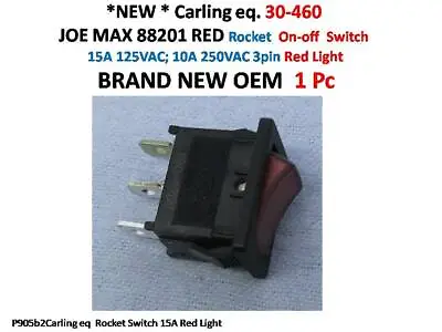 Philmore 30-460 SPST ON-OFF 125V Lighted Red Mini Rocker Switch 15A@125V AC • $1.10