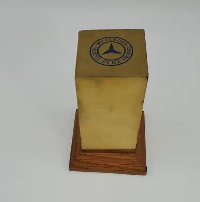 Mercedes Benz Vintage Solid Brass Block On Wood Base Award Promotion HEAVY • $79.95