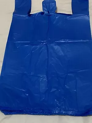 Bags 1/6 Large 21 X 6.5 X 11.5 Blue   T-Shirt Plastic Grocery Shopping Bags F&S • $8.99