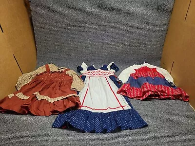 VTG Girls Prairie Dresses Lot Of 3 Sears Polly Flinders Smocked Clothes Mix 80s • $18.85