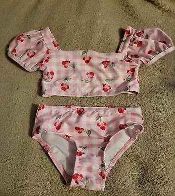 3t Girls Swimsuit Bikini Minnie Mouse Pink Puff Sleeve Cute Retro Cherry • $9.99