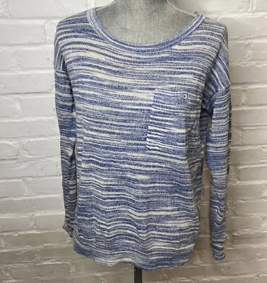 EUC Wallace By Madewell Blue And White Lightweight Sweater Size M  • $19.99