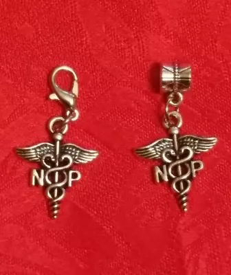 Np Caduceus Medical Antique Silver Charm - Nurse Practitioner - Hospital • $1.89