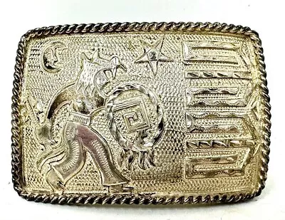 Aztec Theme Metal Belt Buckle Taxco T015 JMC 1989 1.75  T 2.5  Wide • $24.04