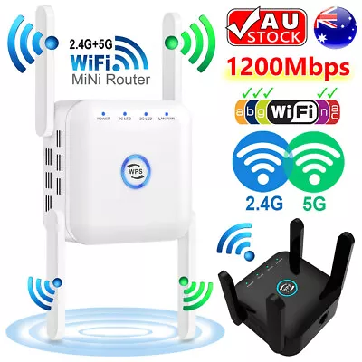 1200Mbps Wifi Extender Repeater Router Range Signal Booster Wireless Dual Band • $37.99