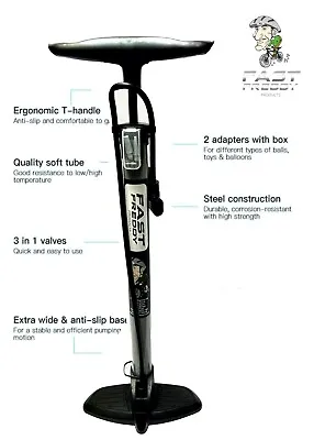 £4.99 • Buy Fast Freddy 160 PSI Floor Track Pump MTB Road Bicycle Bike Presta Or Schrader