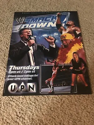 Vintage 2002 WWF SMACKDOWN UPN Poster Print Ad HULK HOGAN THE ROCK STACY KEIBLER • $7.99