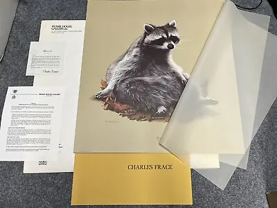 Vintage 1974 Charles Frace RACCOON Signed 24x26 Print W/ COA Original Folder + • $155.44