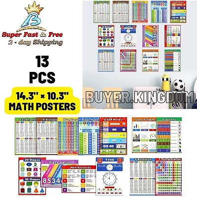 Math Educational Poster Multiplication Division Addition Subtraction Chart Table • $16.29