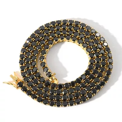 14K Gold Black 5MM Tennis Chain Moissanite Necklace Buckle Bracelet Gift • $210