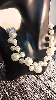 White Faux Pearl Statement Chunky Pearl Cluster Collar Necklace Wedding Bride • £6.95