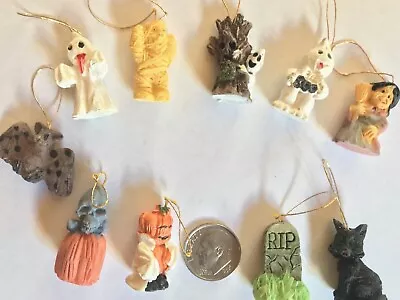 NEW 10 Halloween Mini Ornaments/pumpkin Ghost Mini-Tree Set Halloween Variety • $12.95