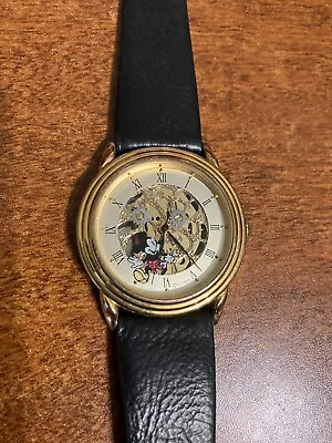 Men’s Vintage Mickey Mouse Gold Tone Skeleton Wristwatch Disney Store Exclusive • $29.99