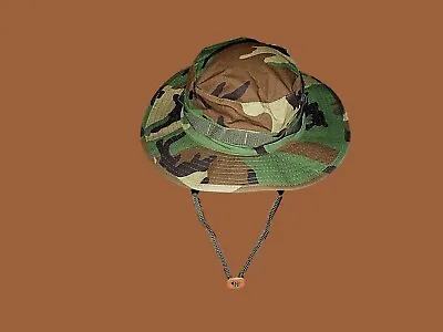 U.s Military Style Hot Weather Boonie Hat Woodland Camouflage Rip-stop Large • $15.95