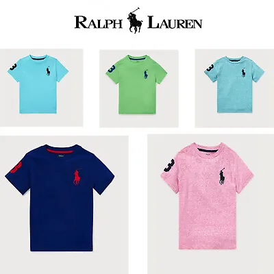 Ralph Lauren Boys T-Shirt Casual Crew Neck Genuine Real Top Polo Short Sleeves • £6.95