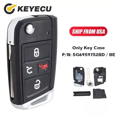 Flip Remote Key Shell Case Fob For Volkswagen Golf GTI 2015-2019 5G0 959 752 BD • $11.42