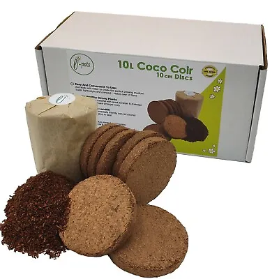 Peat Free Coco Coir Compost Discs 10cm 100% Organic Growing Medium 10+ Litres • £13.99