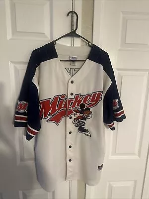 Vintage Disney MICKEY MOUSE Baseball Embroidered Jersey - ADULT  Large • $49.99