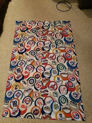 1994 Vintage MLB Team Logos Bed Sheet Fabric 63” X 41  Expos Indians Sox Braves • $69.99