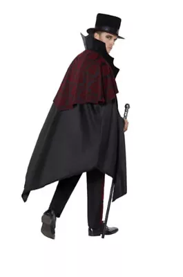 Spirit Halloween Victorian Vampire Black Cape Only Adult XL Red Velvet Damask • $6