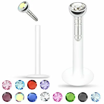 Labret Monroe Lip Stud Piercing 16g Press Fit CZ Bioflex Push In 2mm Gem  • $3.99