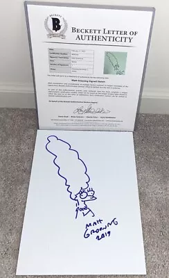 Matt Groening Signed 8.5x11 Photo Paper The Simpsons Family Marge Sketch Bas • $1249.99