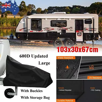 600D Large Waterproof Caravan Trailer Tow Hitch Black Cover Towing PVC Protector • $29.99