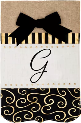 Burlap And Linen Monogram  G  – Garden Flag (12 X18 ) By Custom Decor • $12.95