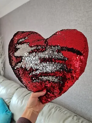 Heart Cushion Valentine's Day Magic Sequins Reversible 2 Colours • £7.99