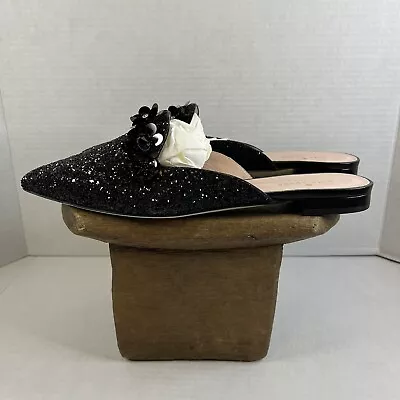 Kate Spade Betty Black Glitter Flats Mules Size 9.5 M • $69.99