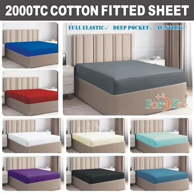 $27.99 • Buy Hotel 2000TC Egyptian Cotton Fitted Sheet Single/KS/Double/Queen/King Size Bed